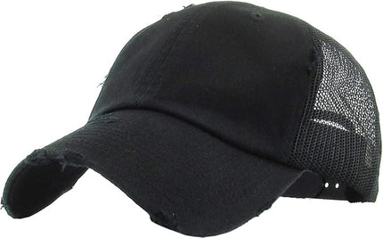 KBETHOS Vintage Washed Distressed Cotton Dad Hat Baseball Cap Adjustable Polo Trucker Unisex Style Headwear