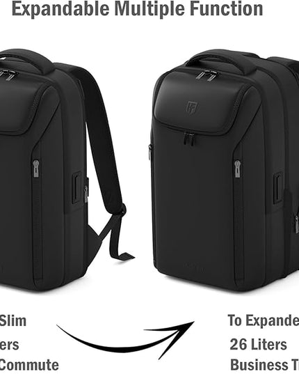 Expandable Travel Backpack, Business Laptop Backpack,Commute Backpack with USB Charging Port fit 15.6 Inch Laptop