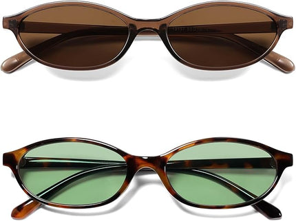 Retro Oval Cat Eye Sunglasses for Women Y2k Trendy Narrow Sunnies Designer Sun Glasses AR82253