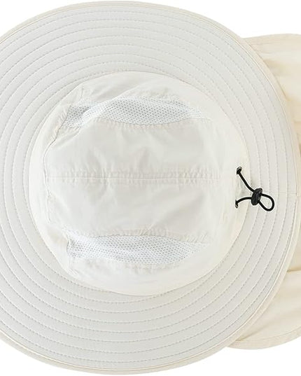 Home Prefer UPF 50+ Mens Wide Brim Fishing Hat with Neck Flap Sun Hat for Men Women Sun Protection Cap