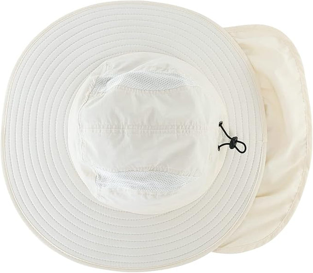 Home Prefer UPF 50+ Mens Wide Brim Fishing Hat with Neck Flap Sun Hat for Men Women Sun Protection Cap