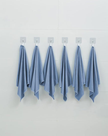 6 Pack Microfiber Glass Cleaning Cloth, 16 Inch X 16 Inch, Lint Free Quickly Clean Window, Glasses, Windshields, Mirrors, and Stainless Steel, Dark Blue
