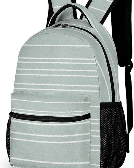 Fashion Green Stripes Backpack Lightweight Large Capacity Laptop Daybag for Travel Work