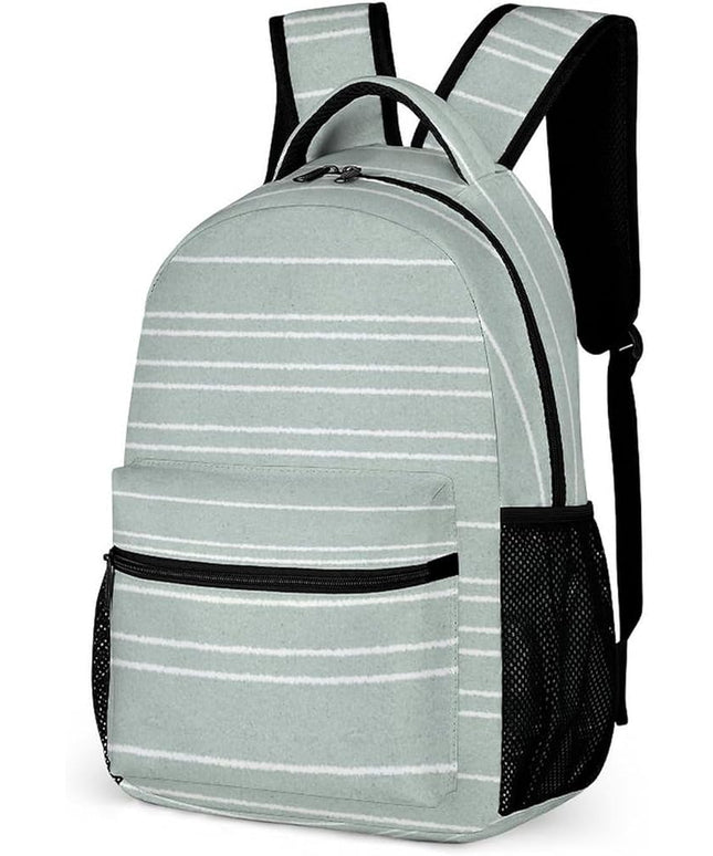 Fashion Green Stripes Backpack Lightweight Large Capacity Laptop Daybag for Travel Work