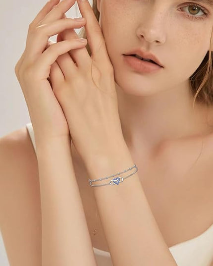 Dorunmo 925 Sterling Silver Infinity Heart Cross Circle Evil Eye Anklet Bracelets for Women Mother's Day Jewelry for Wife Girlfriend Mom Her