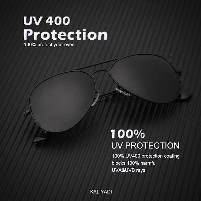 KALIYADI Classic Aviator Sunglasses for Men Women Driving Sun glasses Polarized Lens UV Blocking