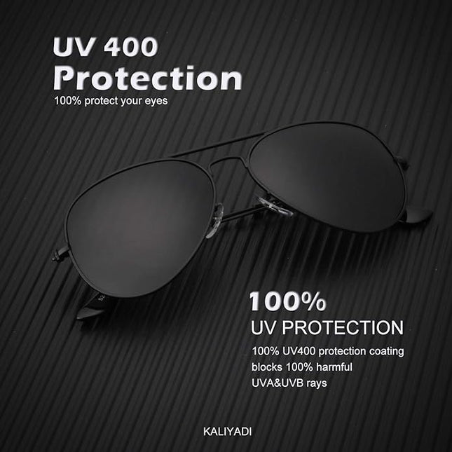 KALIYADI Classic Aviator Sunglasses for Men Women Driving Sun glasses Polarized Lens UV Blocking