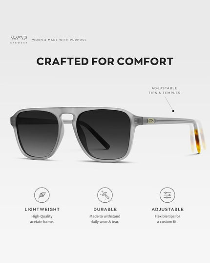 WearMe Pro Polarized Modern Aviator One-Bridge Square Mens Sunglasses