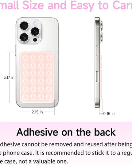 4Pack Silicone Suction Phone Case Mount, Silicon Adhesive Smartphones Stand Sticky, Hands-Free Phone Accessories Holder for Selfies and Videos (Black & White & Translucent & Light Pink)