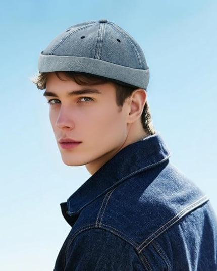Brimless Hat for Men Women Docker Cap Vintage Sailor Beanie Cap