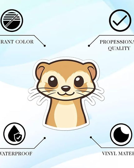 64pcs Ferret Stickers - Ferret Lover Gifts Waterproof Decals for Water Bottles Laptop Luggage Computer Scrapbooking Teens Adults Girls Kids Funny Party Birthday Decorations