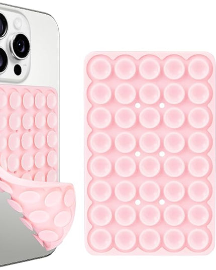 1 Pack Light Pink Double Sided Silicone Suction Cup Phone Case Mount, Hands-Free Strong Grip Holder for Selfies and Videos, Silicon Phone Stand Sticky for iPhone and Android