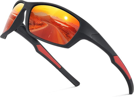 Fanshen Polarized Sunglasses for Men Women, Wrap Around Sunglasses for Mens Womens Cycling Running UV Protection