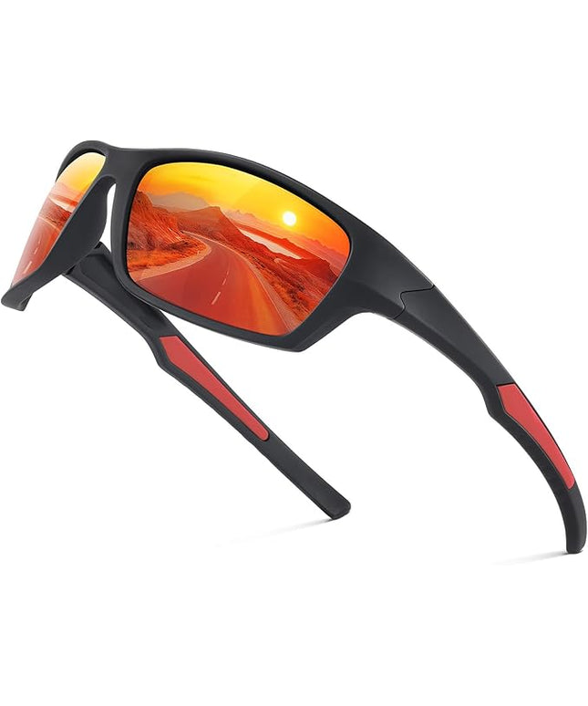 Fanshen Polarized Sunglasses for Men Women, Wrap Around Sunglasses for Mens Womens Cycling Running UV Protection