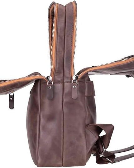 Osceola Genuine Leather Laptop Backpack for Men & Women, Handmade Leather Backpack Fits 16 Inch Laptop (Dark Brown)