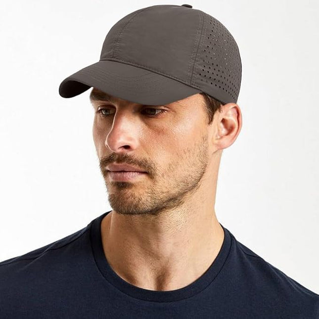Xinveen Quick Dry Baseball Cap Curved Brim Snapback Hat Laser Cut Mesh Ball Cap Golf Ball Cap for Men Women