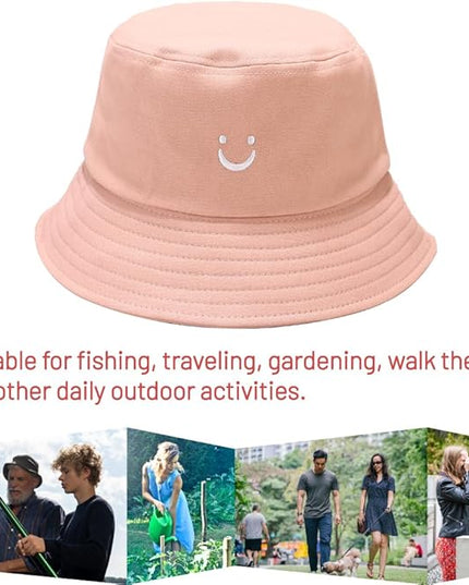 Cotton Bucket Hat for Women Men Summer Travel Sun Beach Bucket Cap, Unisex Outdoor Fisherman Hat