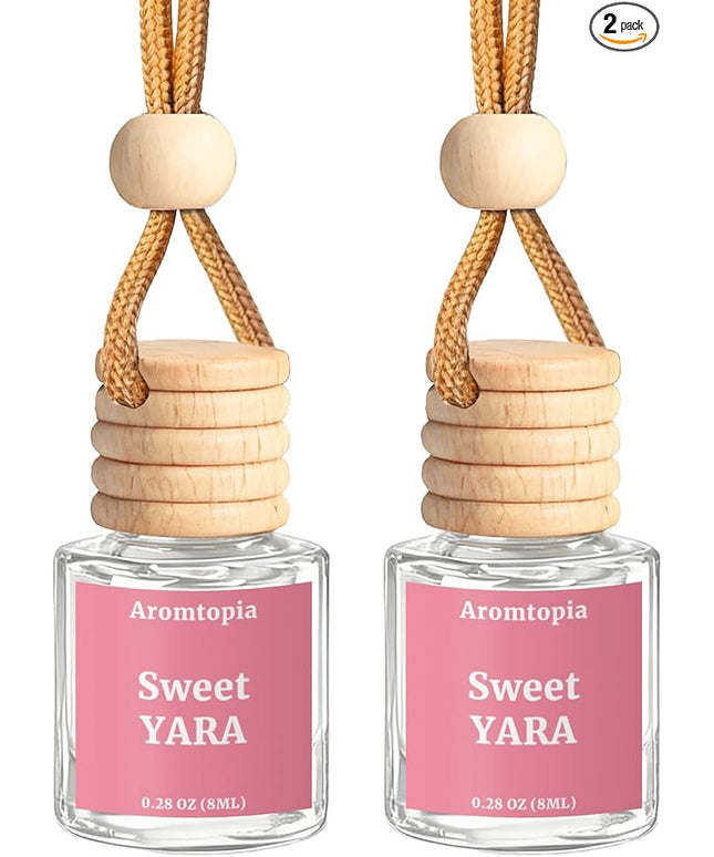 Car Air Fresheners, Hanging Essential Oil Car Diffuser, Aromtopia Long-Lasting Odor Eliminator Automotive Air Fragrance, Great Small Hostess Gift (Sweet YARA), Pack of 2