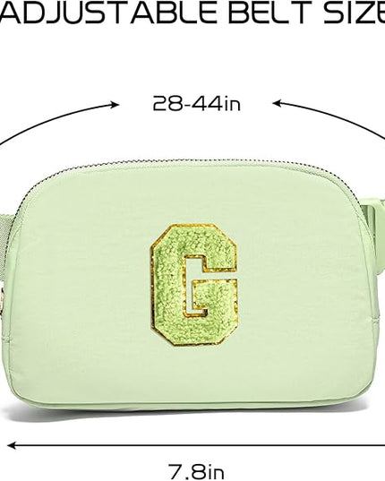 Gitus Gifts for 8 9 10 11 12 Year Old Girls Belt Bag Fanny Pack Crossbody Bags with Initial Letter Patch Cute Stuff Birthday Gifts for Teen Girls Women Personalized Trend Stuff (Light Green-G)
