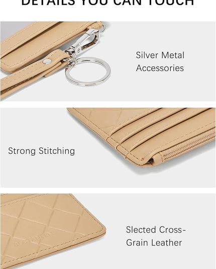 BOSTANTEN Small Wallet For Women RFID Leather Credit Card Holder Slim Wristlet Keychain Wallet With Zipper Pocket