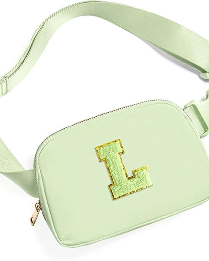 Gitus Gifts for 8 9 10 11 12 Year Old Girls Belt Bag Fanny Pack Crossbody Bags with Initial Letter Patch Cute Stuff Birthday Gifts for Teen Girls Women Personalized Trend Stuff (Light Green-L)
