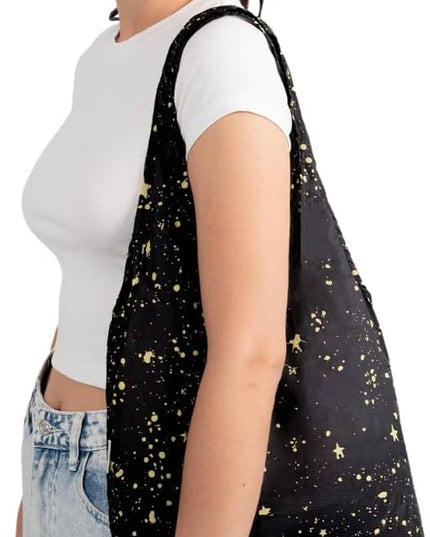 Nanobag Ultralight Foldable Tote for Women & Men, Reusable Grocery & Travel Bag, Packable Collapsible Compact Market Essential (Micro Stars)