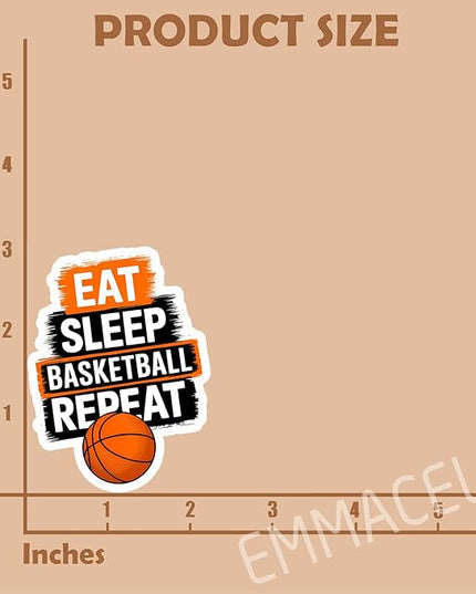 (3PCS) Eat Sleep Basketball Repeat Sticker, Sport Stickers - Waterproof Vinyl Decal for Laptop, Water Bottle, Tumbler, Scrapbook Size 3" x 2.3 "