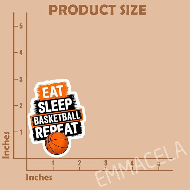 (3PCS) Eat Sleep Basketball Repeat Sticker, Sport Stickers - Waterproof Vinyl Decal for Laptop, Water Bottle, Tumbler, Scrapbook Size 3" x 2.3 "
