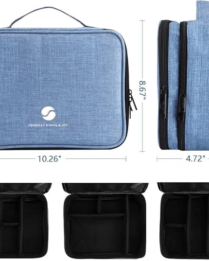 Travel Electronics Organizer, Waterproof Cable Organizer Bag for Electronic Accessories Double Layer Large Shockproof Cable Storage Bag for Cord, Power Bank, Tablet(Up to iPad 11 inch) - Denim blue