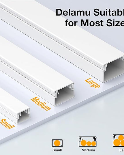 Delamu Cable Hider, 315in Cord Hider Cord Covers for 1 Wire on Wall, Premium Wire Covers for Cords, Cable Cover Organizer, TV Wires Hiders for Wall Mounted Tv, L15.7X W0.55x H0.4in, White