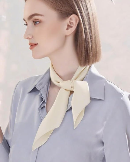 CHUNG Women's Square Satin Scarf 27.5" Bandanas Solid 50s Retro Neck Scarves Emulation Silk Handbag Hair Ribbons Necktie