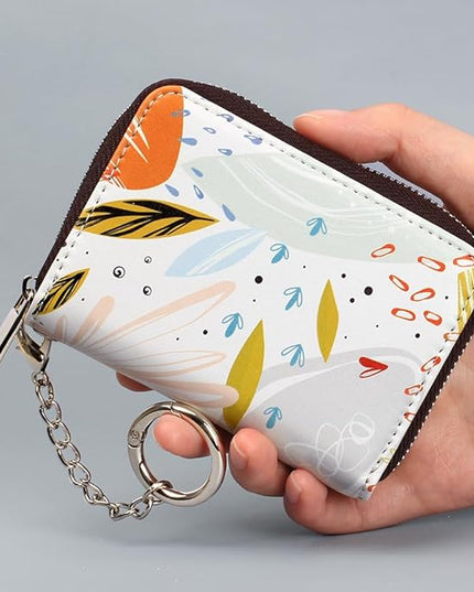 FurArt Zipper Wallet Women, RFID Blocking Credit Card Wallet, Business Card Holder, Compact Size KeyChain Wallet