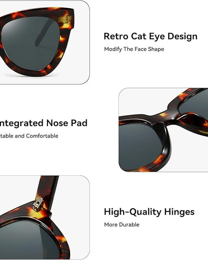 Dollger Retro Cat Eye Sunglasses Women Men Vintage Square Tortoise Shell Fashion Cateye Sunglasses