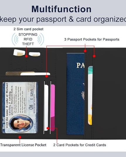 PU Leather Passport Holder Cover 5.9×4.3 Inch with Credit Card Slot and Boarding Pass Slot Combo Blocking Passport Holder Wallet Cover Case for Travel Boarding Essentials (Dreamcatcher)
