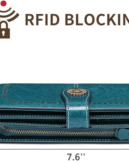SENDEFN Wallets for Women Leather Credit Card Holder with RFID Blocking Large Capacity Wristlet | with RFID Blocking, Large Capacity, Wristlet, with RFID Blocking, Large Capacity, Wristlet