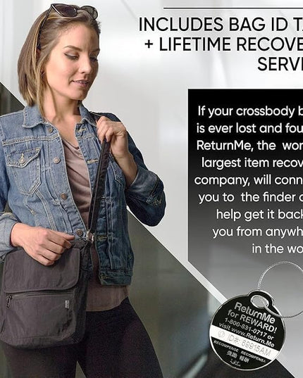 Peak Gear Crossbody Travel Purse with RFID Blocking Pocket and Lifetime Recovery Service. Nylon Shoulder Bag