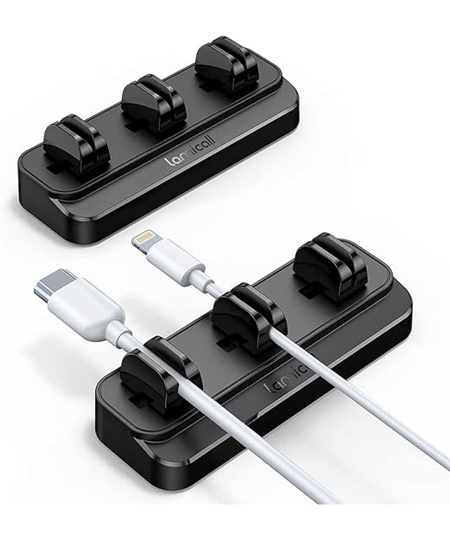 Lamicall Cable Clips, Cord Organizer - [Two Pack] Adjustable Hole Cord Clips Management, Adhesive Wire Organizer USB Cable Holder, Charging Power Cord Keeper Catcher for Desk