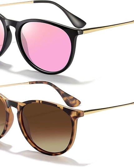 CHBP Sunglasses Womens Men Polarized UV Protection Trendy Vintage Retro Round Mirrored Lens Sunglasses For Women