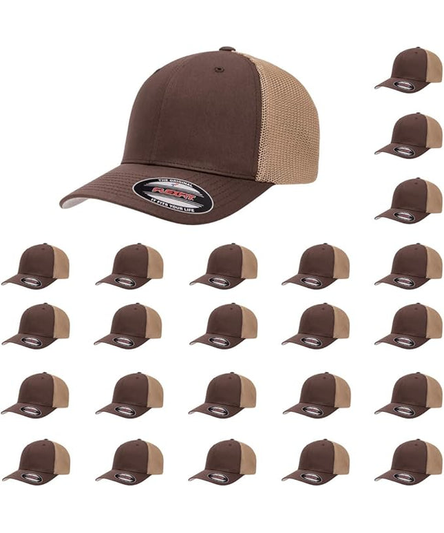 Flexfit 6511 Fitted Mid-Profile Stretchable Mesh Panels Trucker Cap | Bulk Pack Available