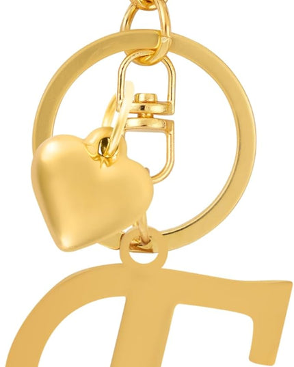 A-Z Heart Initial Letter Keychain, Stainless Steel Alphabet Charm for Handbags, Gift for Women and Girls