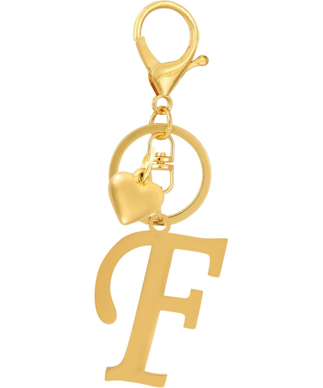 A-Z Heart Initial Letter Keychain, Stainless Steel Alphabet Charm for Handbags, Gift for Women and Girls