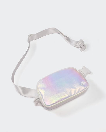 Pander Two Way Zipper Fanny Pack Nylon Everywhere Belt Bag for Women, Water Repellent Waist Packs, Crossbody Bags with Adjustable Strap(Iridescent).