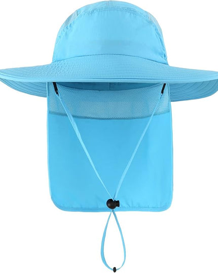 Home Prefer UPF 50+ Mens Wide Brim Fishing Hat with Neck Flap Sun Hat for Men Women Sun Protection Cap