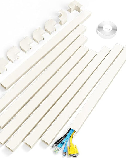 Yecaye Cord Hider, 113in Large Cord Covers for Wires on Wall, Cord Organizer for 3-4 Wires, Easy Install Cable Management Kit, TV Wire Hider for Home Office, W1.18in H0.67in, Beige