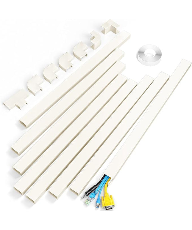 Yecaye Cord Hider, 113in Large Cord Covers for Wires on Wall, Cord Organizer for 3-4 Wires, Easy Install Cable Management Kit, TV Wire Hider for Home Office, W1.18in H0.67in, Beige
