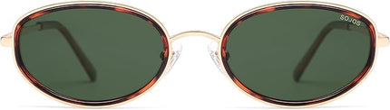 SOJOS Trendy Oval Polarized Sunglasses for Women Men, 80s 90s Chic Retro Vintage Sunnies SJ1248