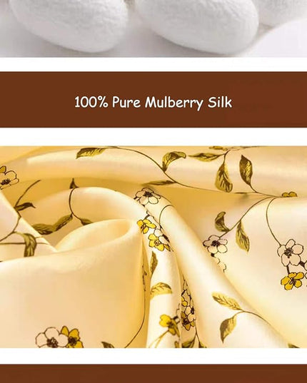 ANDANTINO 100% Mulberry Silk Scarf -21” Lightweight Square Neckerchief – Breathable Digital Printed Scarves with Gift Packed