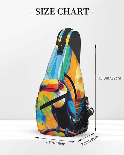 Animal Face Sling Bag Crossbody Bags Chest Bag Backpack for Travel Running and Hiking for Men Women Colorful Parrot 1
