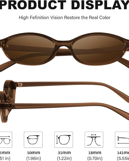 Retro Oval Cat Eye Sunglasses for Women Y2k Designer Trendy Narrow Shades UV protection Sun Glasses