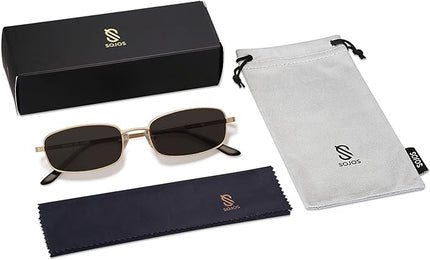 SOJOS Small Trendy Rectangle Sunglasses Womens Mens, Retro 80s 90s Y2k Chic Narrow Thin Skinny Sunnies SJ1187